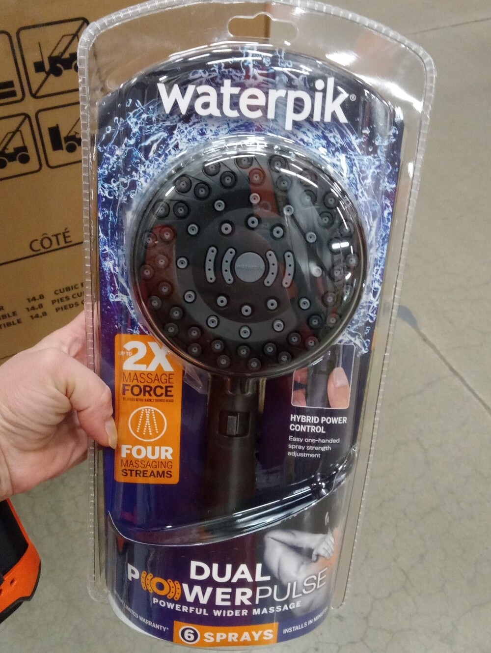 New WATERPIK Showerhead 6 Settings Black Matte